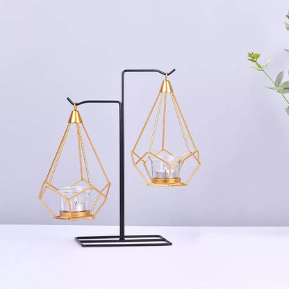 Floroux Geometric Hanging Candle Holder or Iron Vase | Modern Design | Versatile Decor