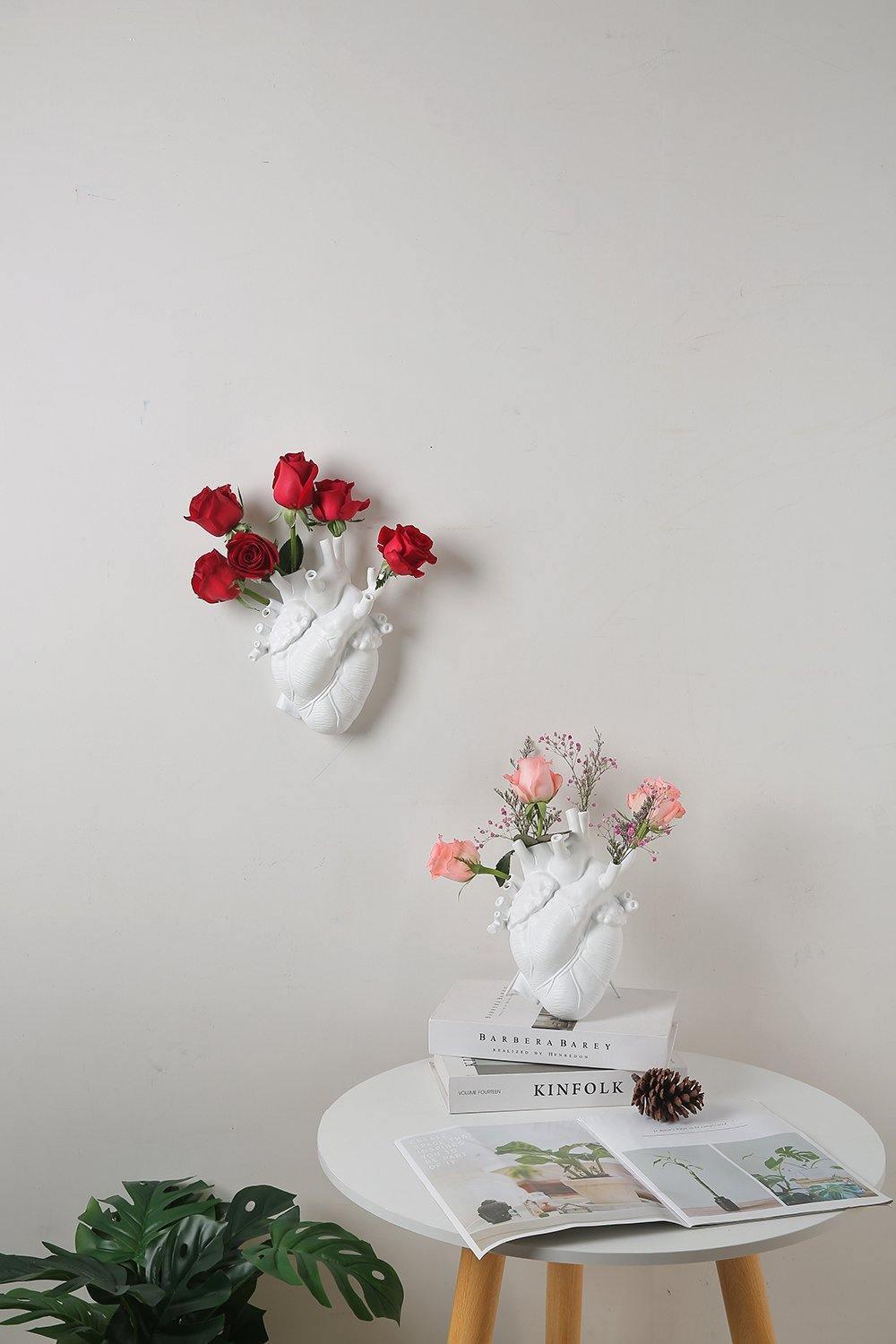 Ceramic heart-shaped vase Floroux | Anatomical design | Decorative vase for the home | Elegant flower vase