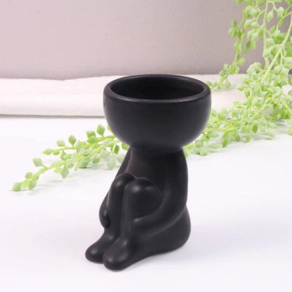 Floroux céramique pot à succulentes | Décor figurine ludique | Pot de fleurs fait main pour la maison