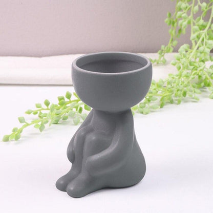 Floroux céramique pot à succulentes | Décor figurine ludique | Pot de fleurs fait main pour la maison