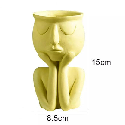 Floroux Ceramic Flower Pot | Elegant Face Plant Pot | Unique Decoration for Home & Office