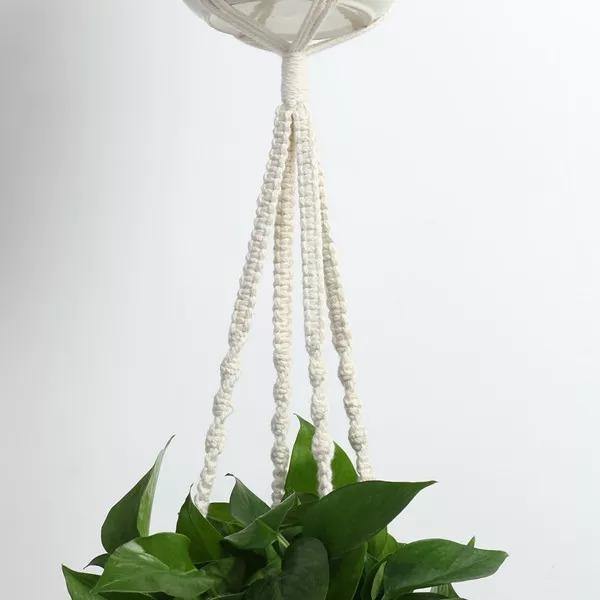 Floroux 4-Piece Set Macramé Plant Hangers | Handmade Bohemian Hanging Planters | Hanging Décor for Home and Garden