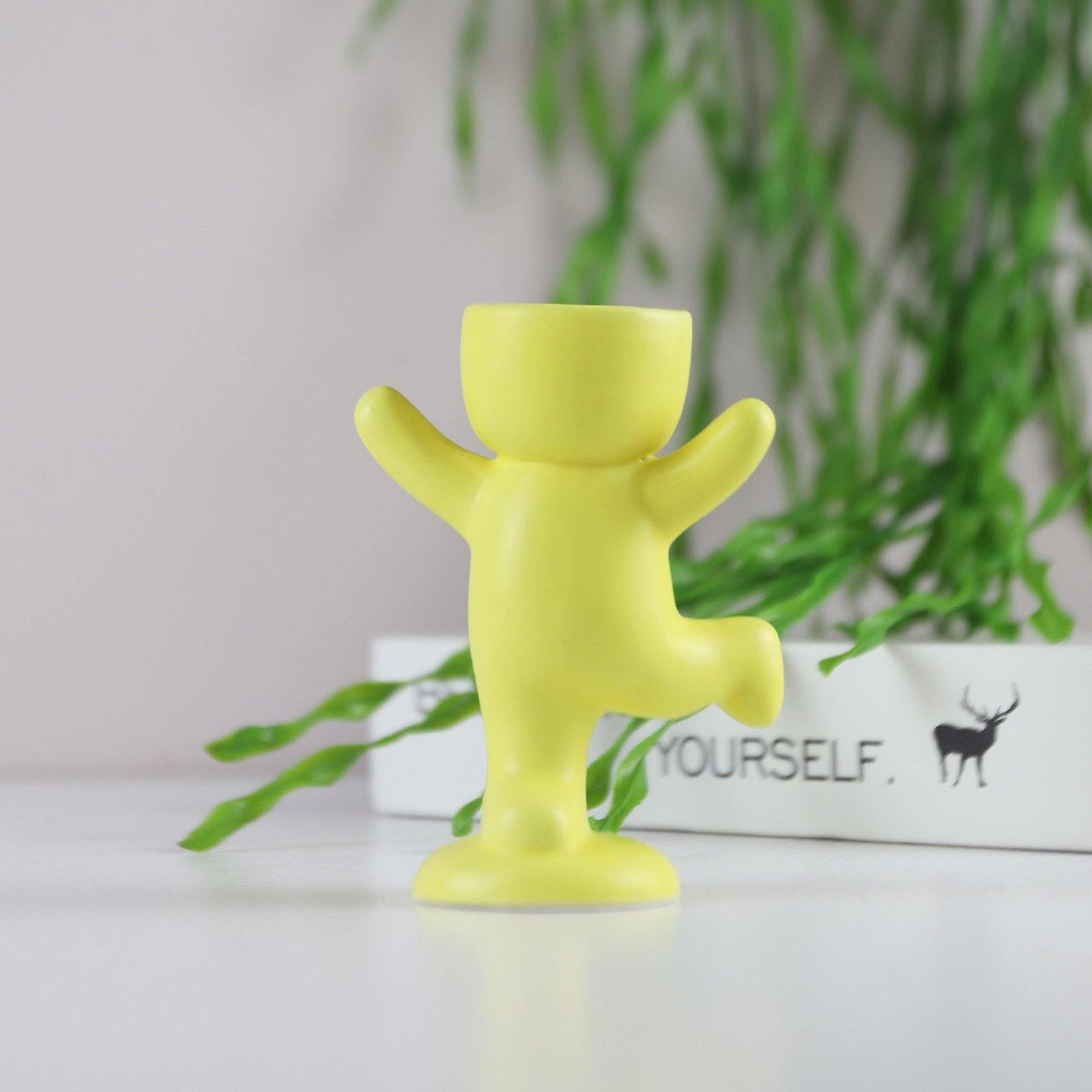 Floroux céramique pot à succulentes | Décor figurine ludique | Pot de fleurs fait main pour la maison