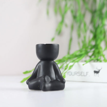 Floroux céramique pot à succulentes | Décor figurine ludique | Pot de fleurs fait main pour la maison