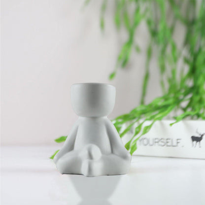 Floroux céramique pot à succulentes | Décor figurine ludique | Pot de fleurs fait main pour la maison
