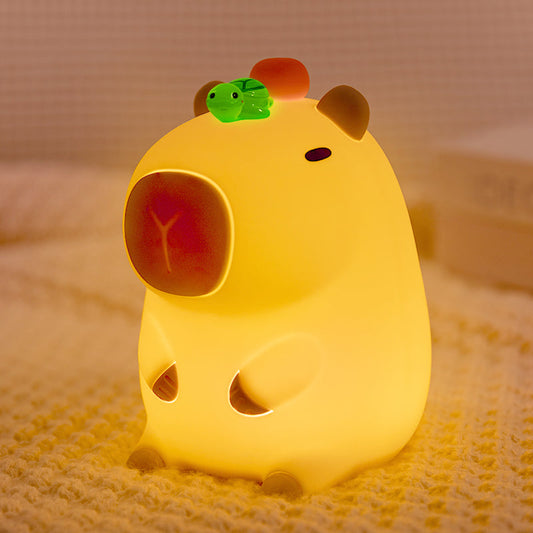 Lampe de nuit LED en silicone orange Capybara Tortue Squishy - Cadeau parfait pour les enfants et les filles