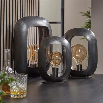 Floroux - Lampe de table noire moderne en nickel avec charme industriel