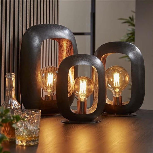 Floroux - Lampe de table noire moderne en nickel avec charme industriel