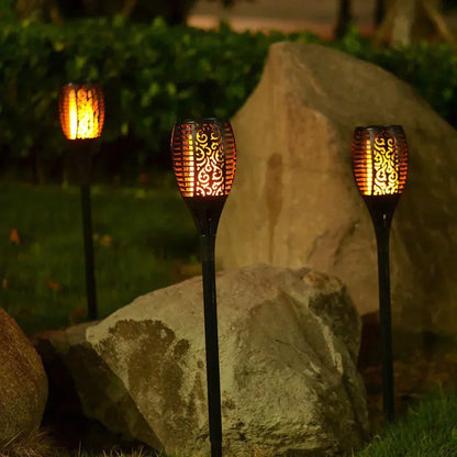 Floroux torche de jardin LED | Lampe à flammes alimentée par solaire pour l'extérieur | Décoration résistante aux intempéries pour jardin et terrasse