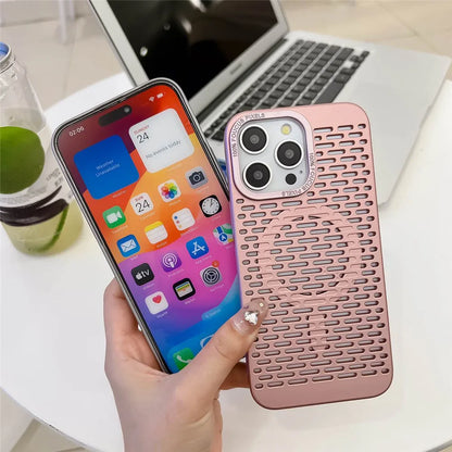 Étui respirant MagSafe pour dissipation de chaleur pour iPhone 15 14 13 12 11 Pro Max Housse de charge sans fil magnétique