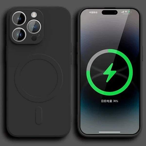 Étui de chargement sans fil en silicone MagSafe de luxe pour iPhone 15 14 Plus 13 12 11 Pro X XR XS Max 7 8 Couverture douce magnétique