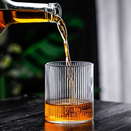 Tasse en verre rayé transparent de style japonais