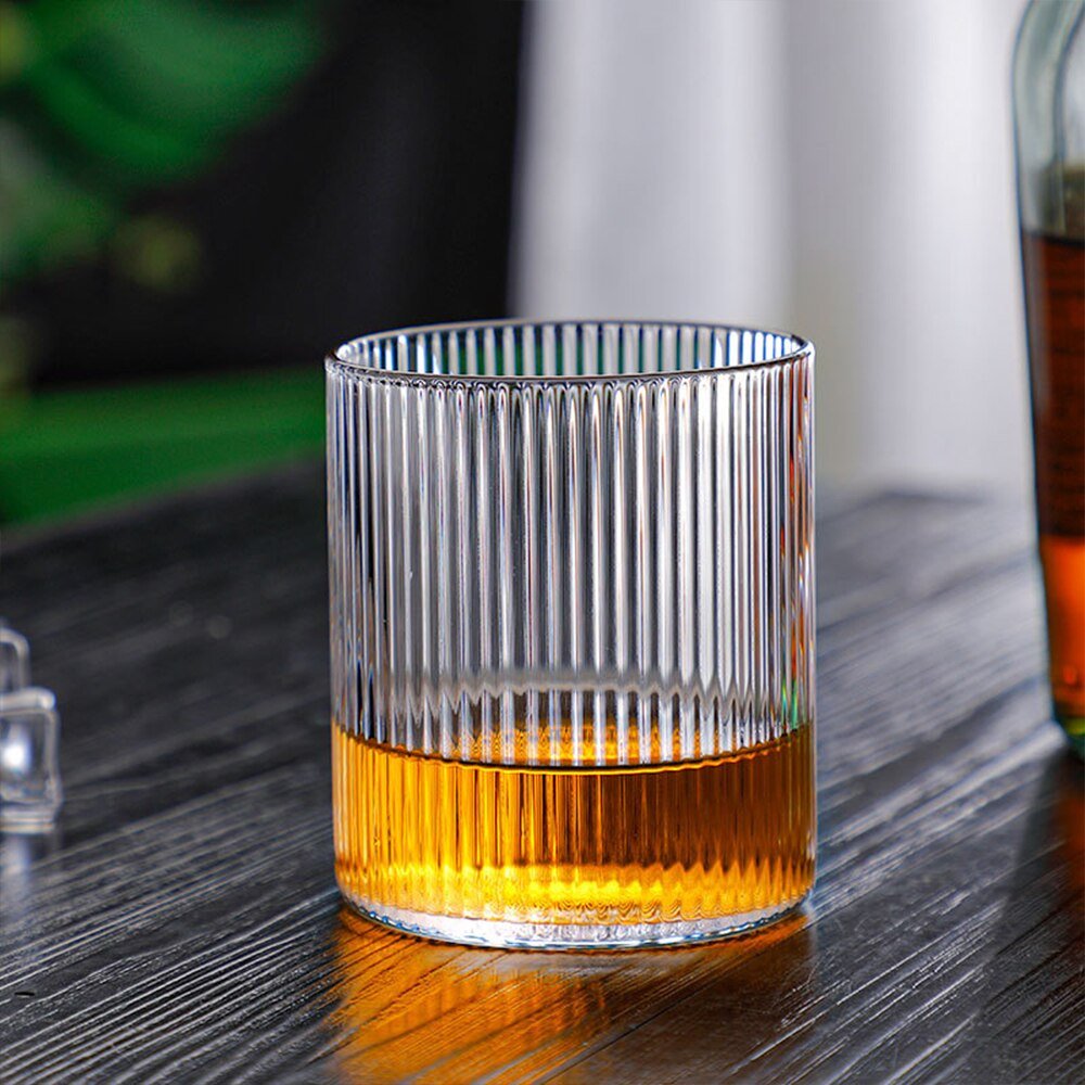Tasse en verre rayé transparent de style japonais