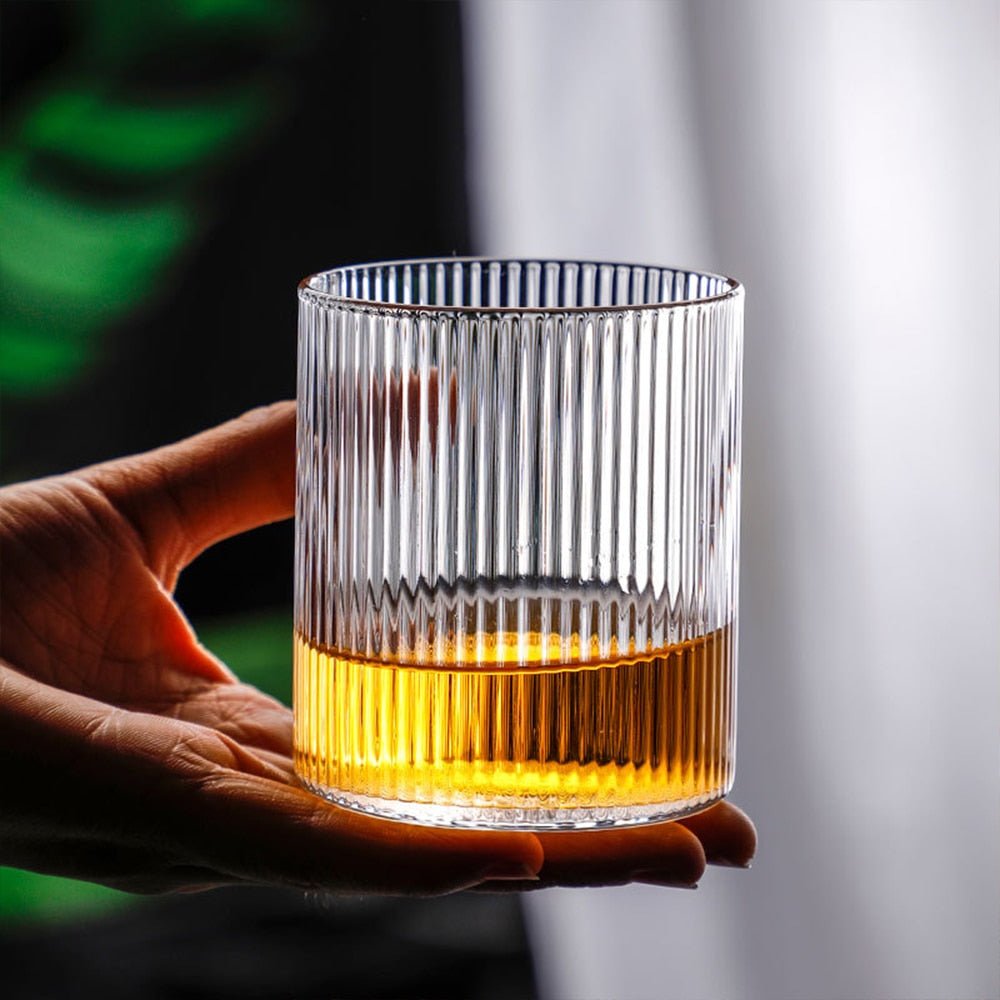Tasse en verre rayé transparent de style japonais