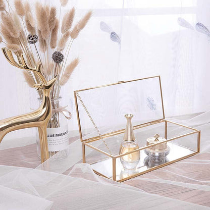 Boîte à bijoux en verre avec doublure en or Floroux