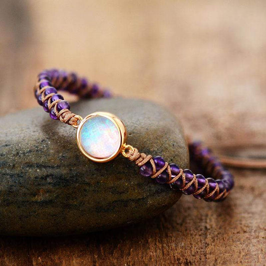 Aurielle – Améthyste-Opale Bracelet de Yoga pour Harmonie
