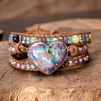 Amaris - Élégante Bracelet en Jaspe en Forme de Coeur
