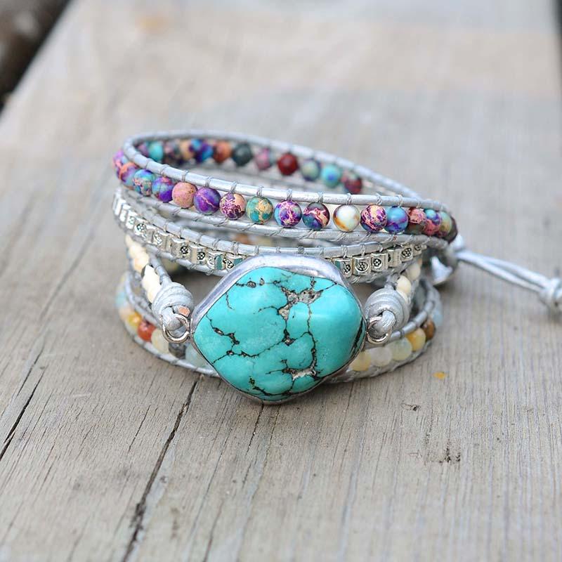 AmaraWrap - Luxe Turquoise Bracelet pour Équilibre