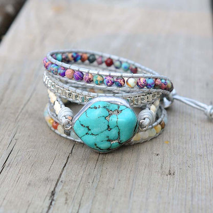 AmaraWrap - Luxe Turquoise Bracelet pour Équilibre