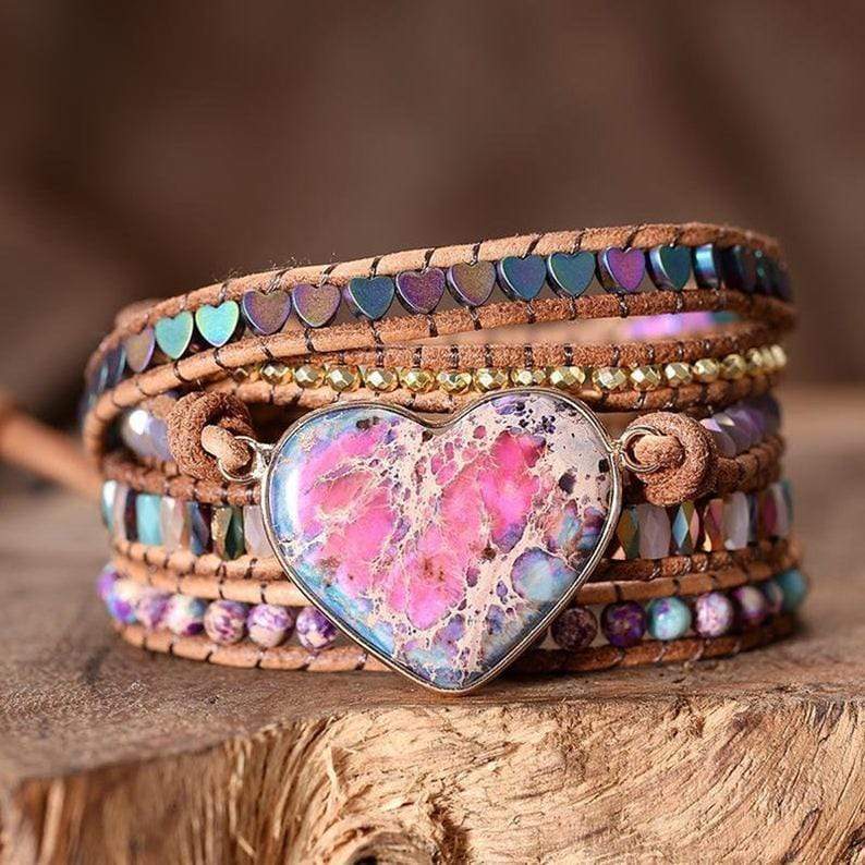 AmoraCharm - Jaspe Bracelet enroulé pour Amour & Protection