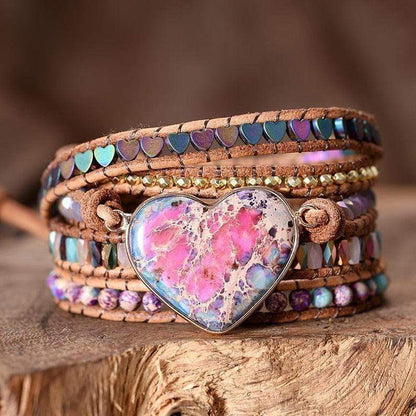 AmoraCharm - Jaspe Bracelet enroulé pour Amour & Protection