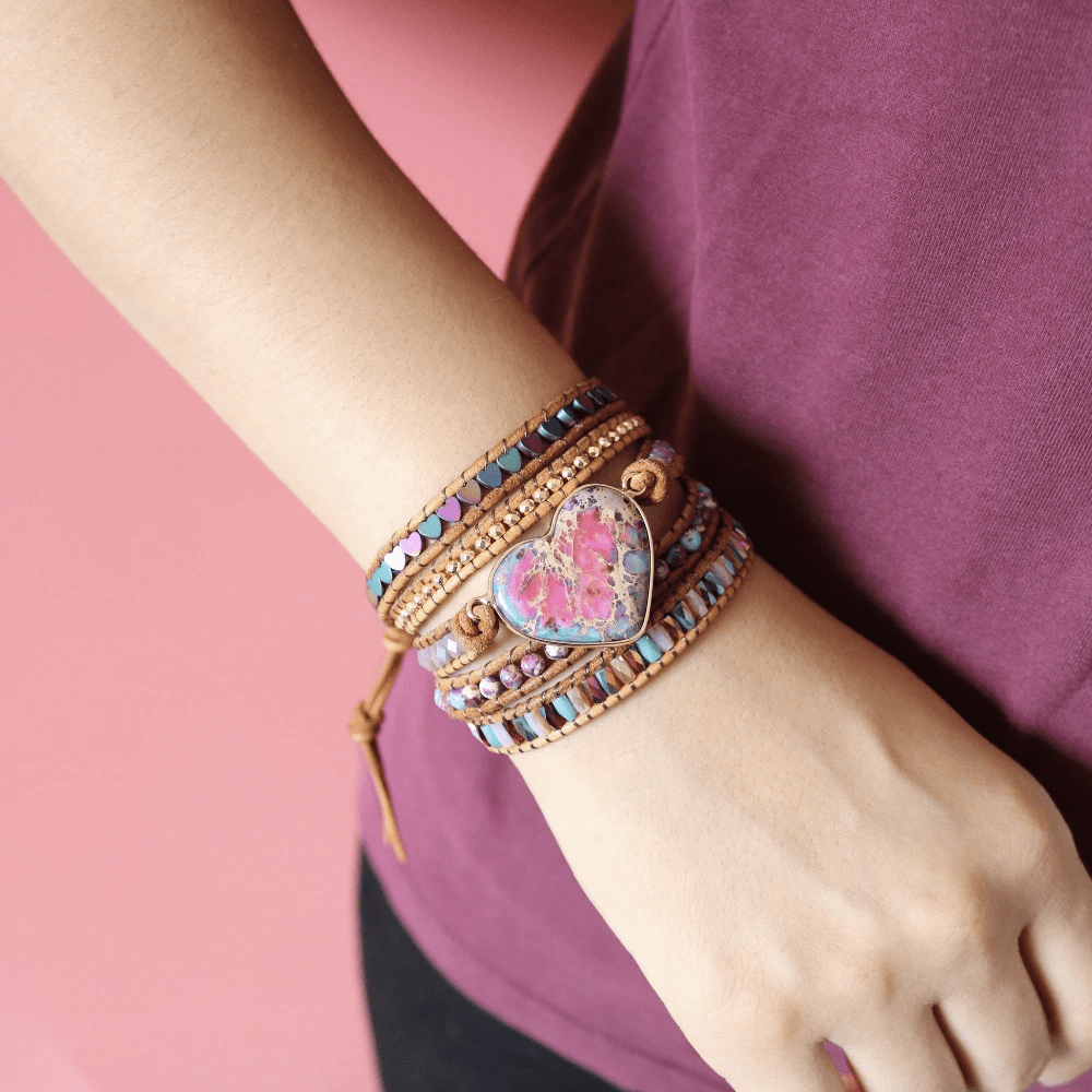 AmoraCharm - Jaspe Bracelet enroulé pour Amour & Protection