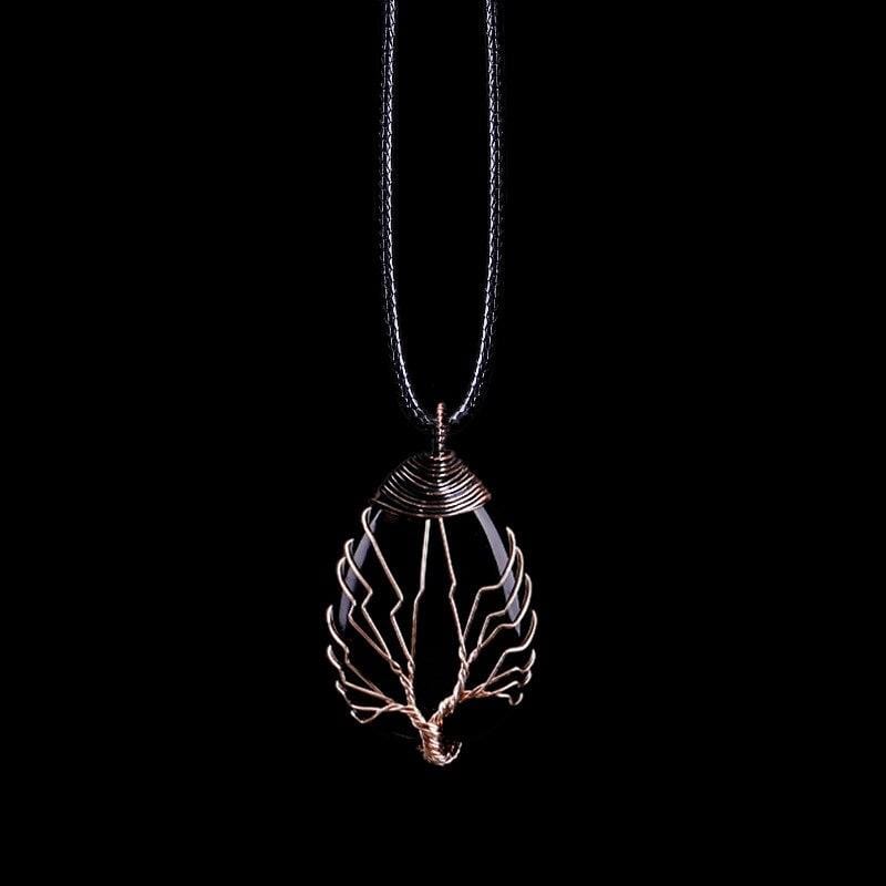 Eryna - Élégante Chaîne de Pendentif en Obsidienne Noire