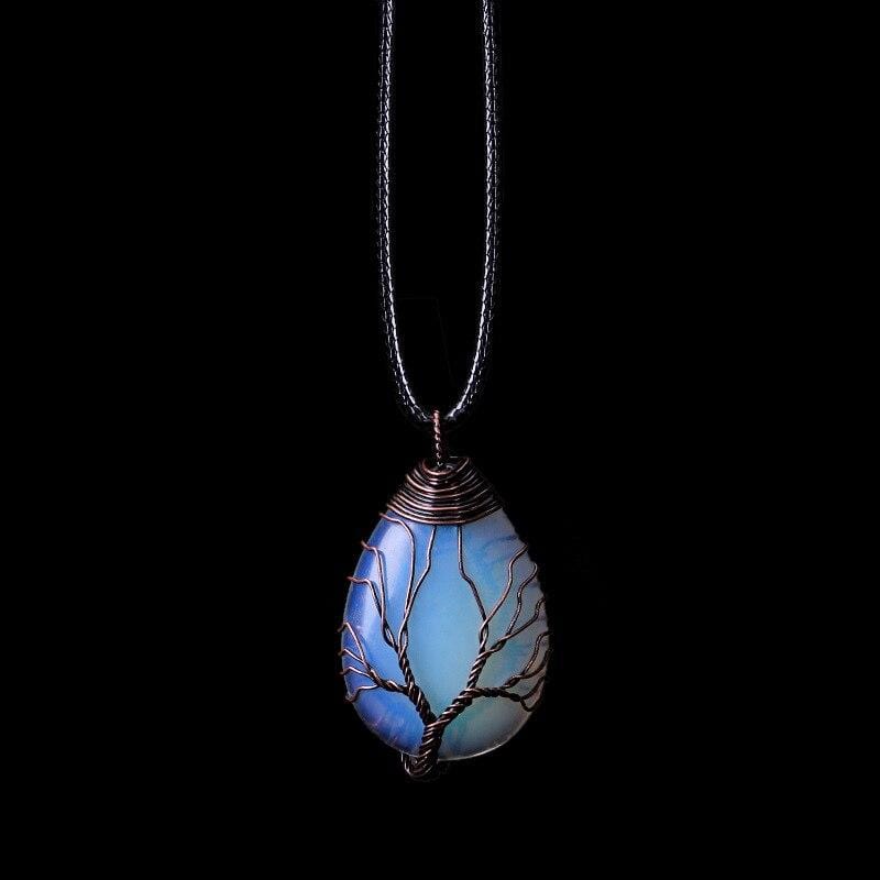 Elisia - Collier Pendentif Goutte Opalite Élégant