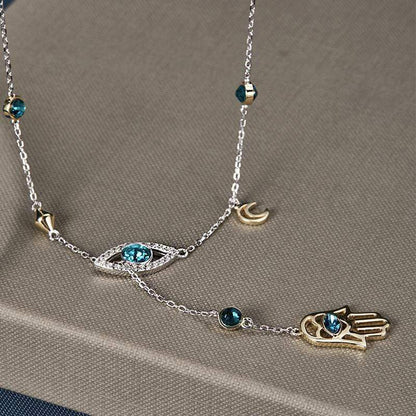 CrystalHamsa - Élégante Chaîne en Argent avec Hamsa