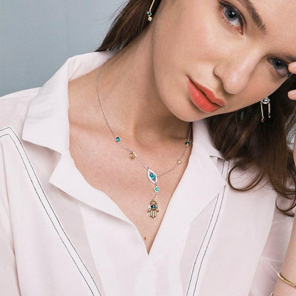 CrystalHamsa - Élégante Chaîne en Argent avec Hamsa