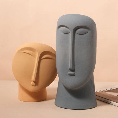 Floroux Abstract Face Vase | Sculptural Design | Handcrafted Decorative Vase | Modern Home Accessory