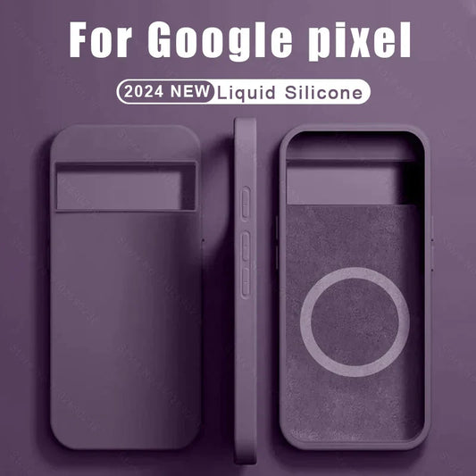 Coque en silicone Magsafe de luxe pour Google Pixel 8 7 6 Pro Charge sans fil magnétique Protection TPU Coque arrière de téléphone