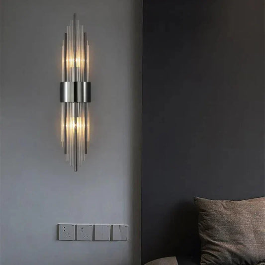 Applique murale en cristal avec touche dorée