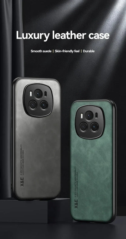 Étui en cuir de luxe pour Honor Magic 6 5 4 Pro Lite 200 100 90 80 GT Pro X9A X9B X8A X8B avec support magnétique pour voiture