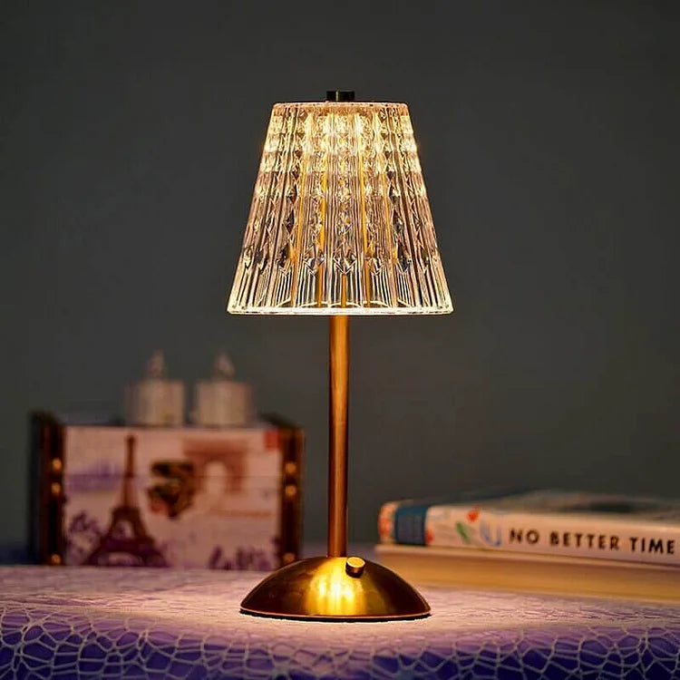 Floroux Wireless Table Lamp in Crystal-Metal | LED Ambient Light | Elegant Home Decor