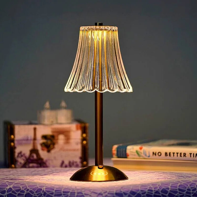Floroux Wireless Table Lamp in Crystal-Metal | LED Ambient Light | Elegant Home Decor