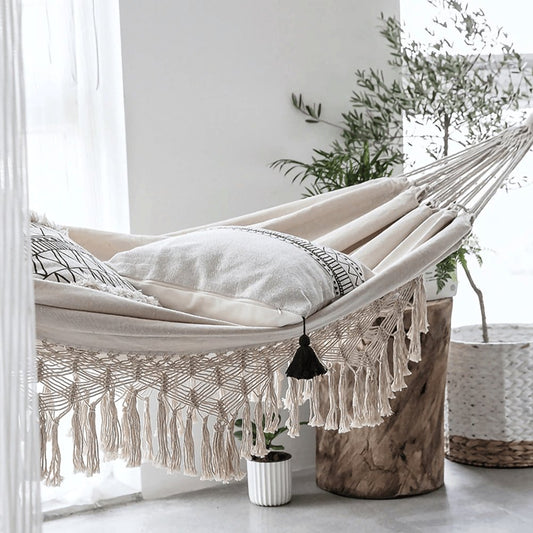 Floroux Hamac en Macramé | Style Boho | Fait main | Parfait pour le jardin et la terrasse