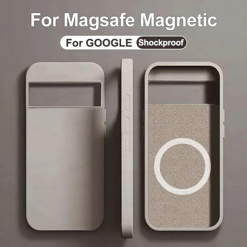 Coque magnétique Magsafe de luxe pour Google Pixel 8 7 6, en silicone, charge sans fil, anti-choc