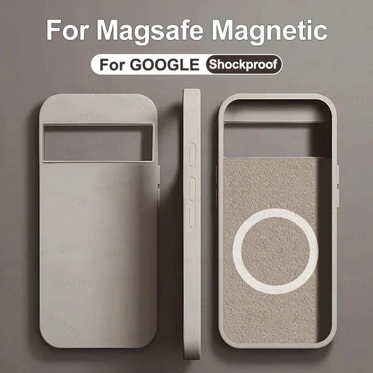 Coque magnétique Magsafe de luxe pour Google Pixel 8 7 6, en silicone, charge sans fil, anti-choc