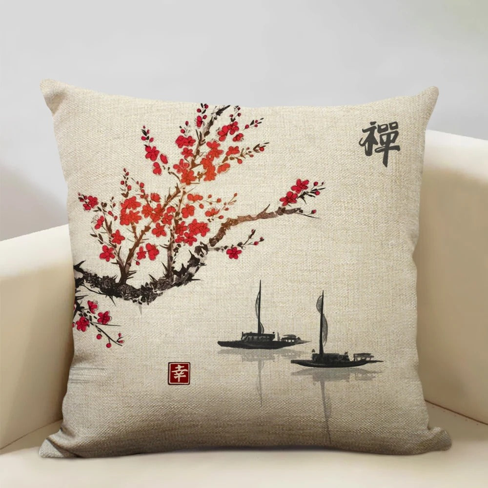 BeauRêve Housse de coussin avec le Mont Fuji - Style japonais pour chaque espace