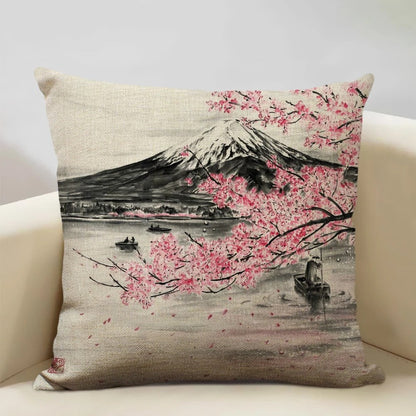 BeauRêve Housse de coussin avec le Mont Fuji - Style japonais pour chaque espace