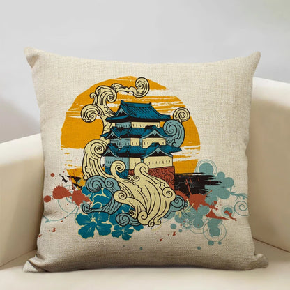 BeauRêve Housse de coussin avec le Mont Fuji - Style japonais pour chaque espace