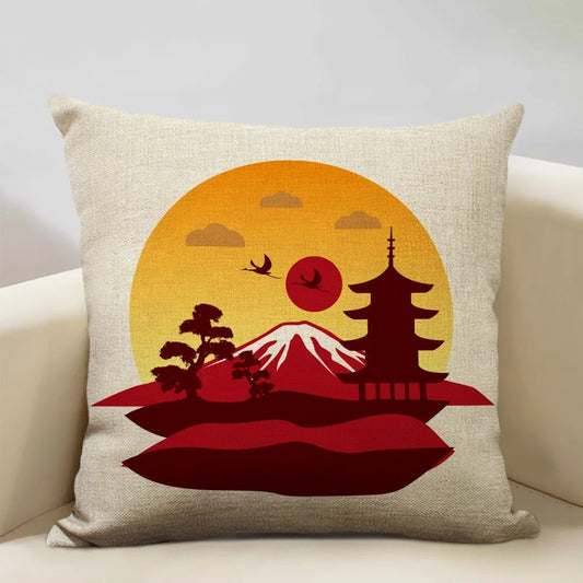 BeauRêve Housse de Coussin avec Mont Fuji - Style Japonais pour Chaque Espace