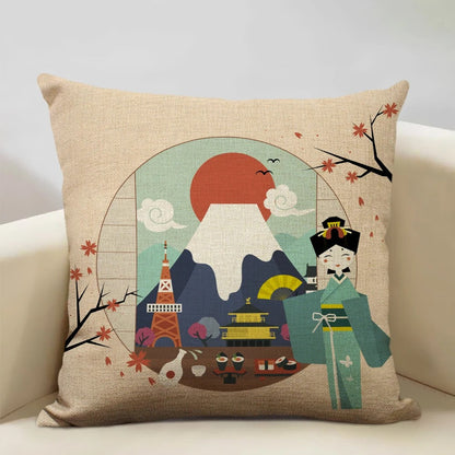 BeauRêve Housse de Coussin avec Mont Fuji - Style Japonais pour Chaque Espace