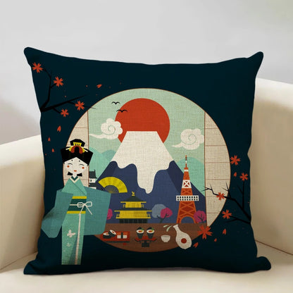 BeauRêve Housse de Coussin avec Mont Fuji - Style Japonais pour Chaque Espace