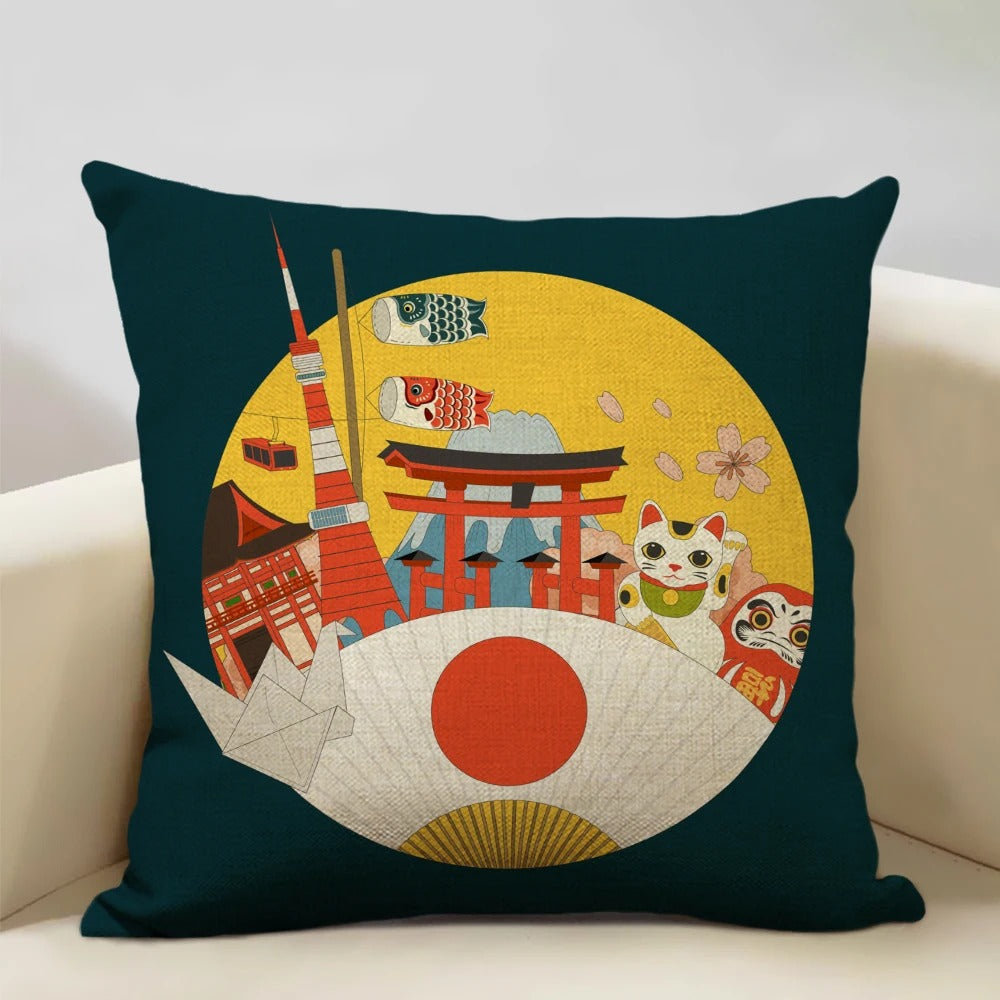 BeauRêve Housse de Coussin avec Mont Fuji - Style Japonais pour Chaque Espace