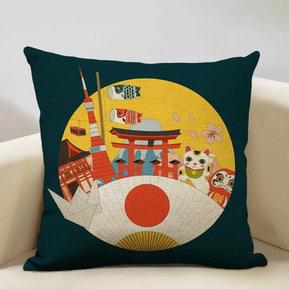 BeauRêve Housse de coussin avec le Mont Fuji - Style japonais pour chaque espace