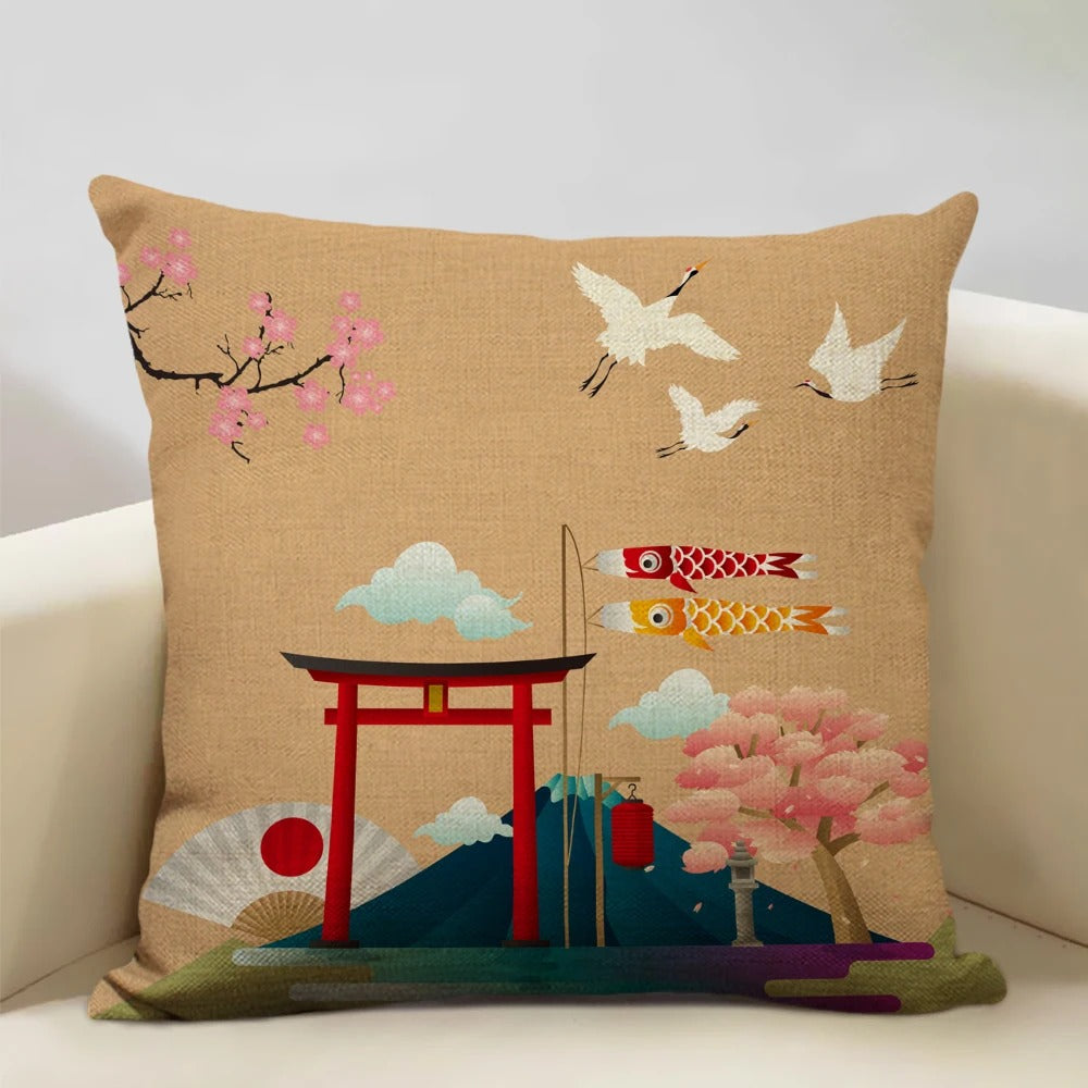 BeauRêve Housse de coussin avec le Mont Fuji - Style japonais pour chaque espace