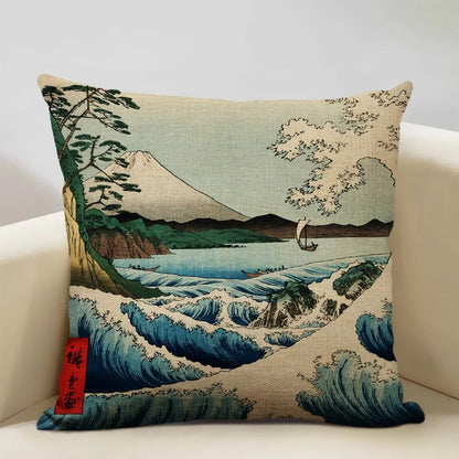 BeauRêve Housse de Coussin avec Mont Fuji - Style Japonais pour Chaque Espace