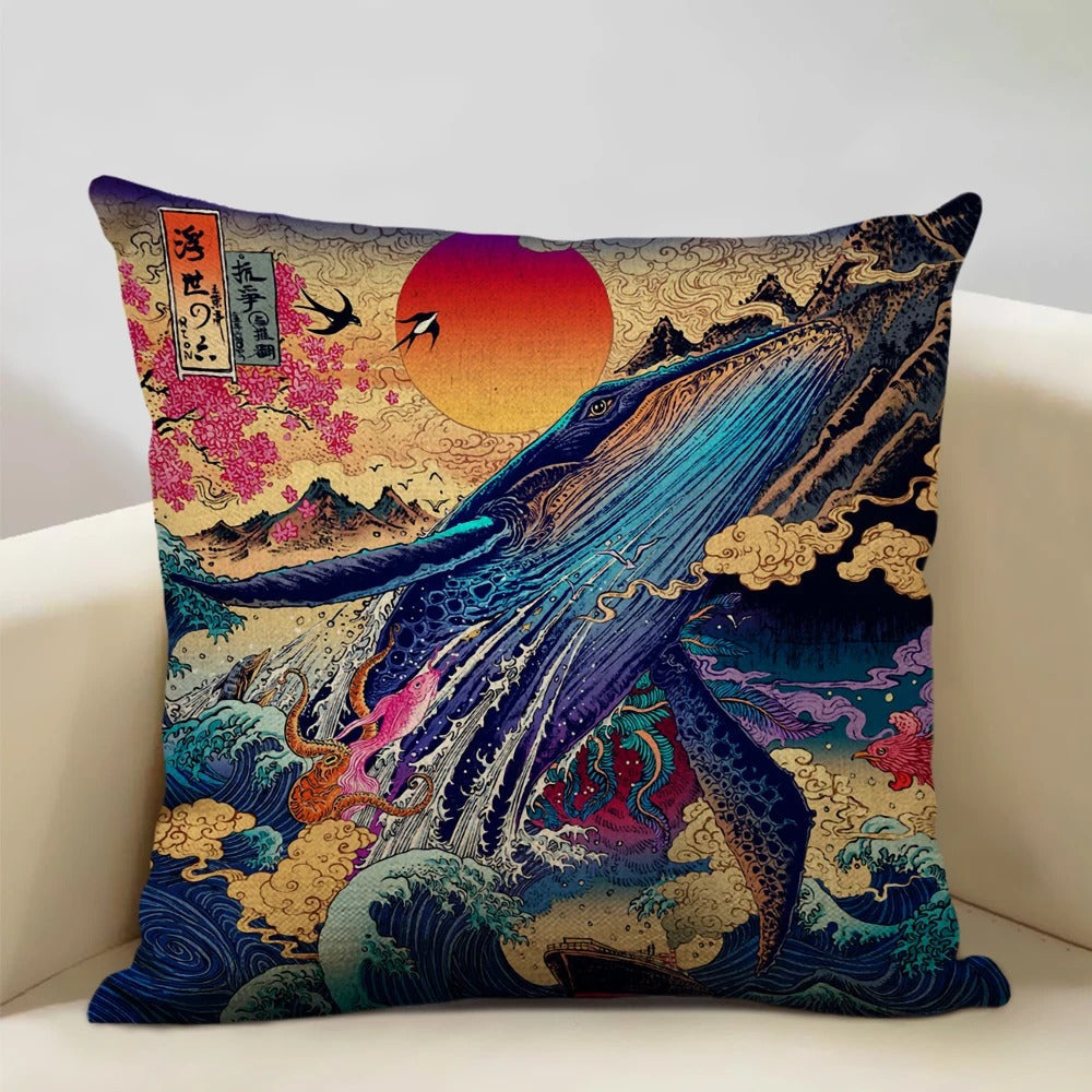 BeauRêve Housse de Coussin avec Mont Fuji - Style Japonais pour Chaque Espace